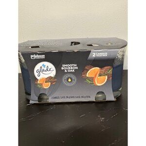Glade Smooth Bourbon & oak  - 2 small jar‎ candles - NEW